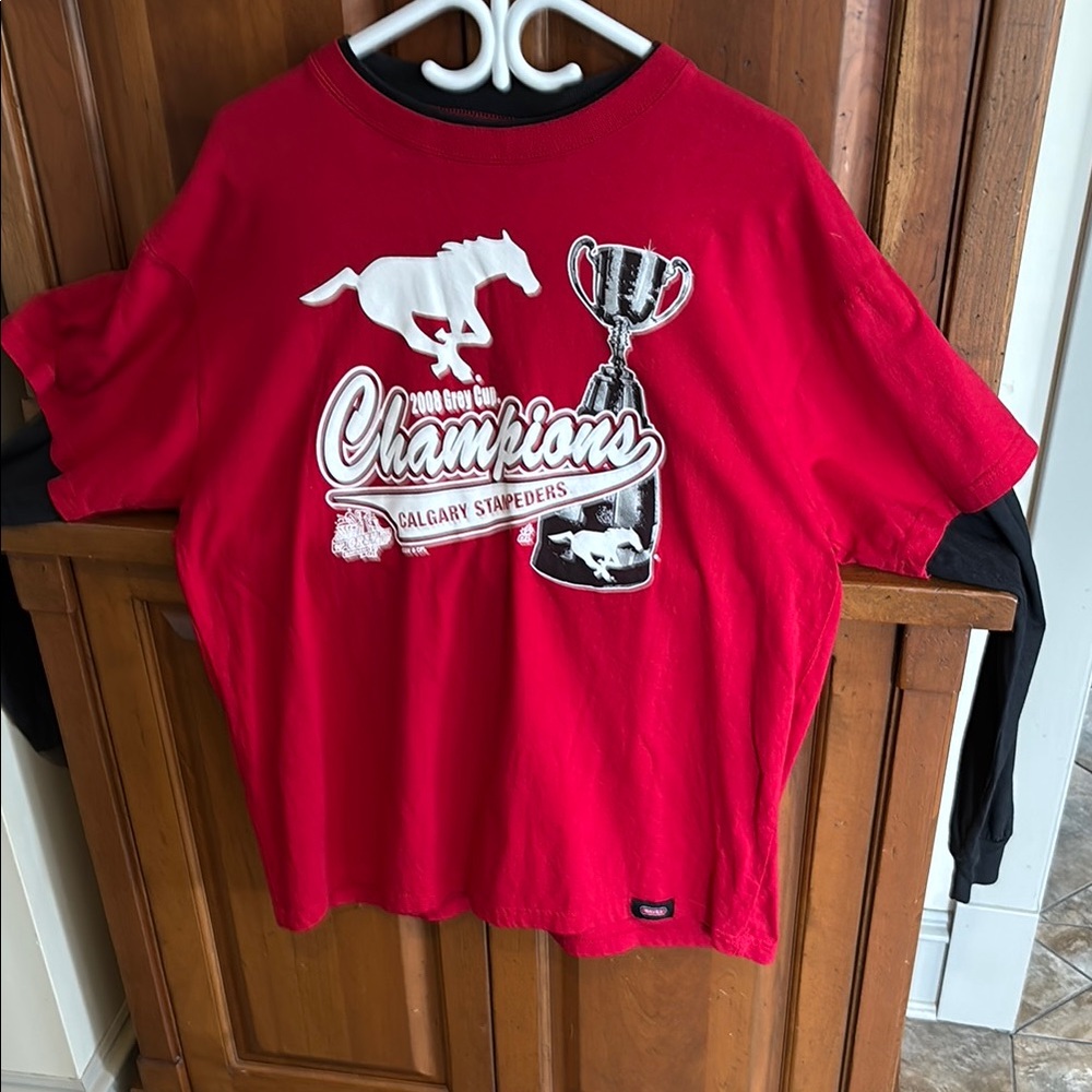Size large Calgary Stampeders Champions long sleeved T-Shirt, excellent🎂